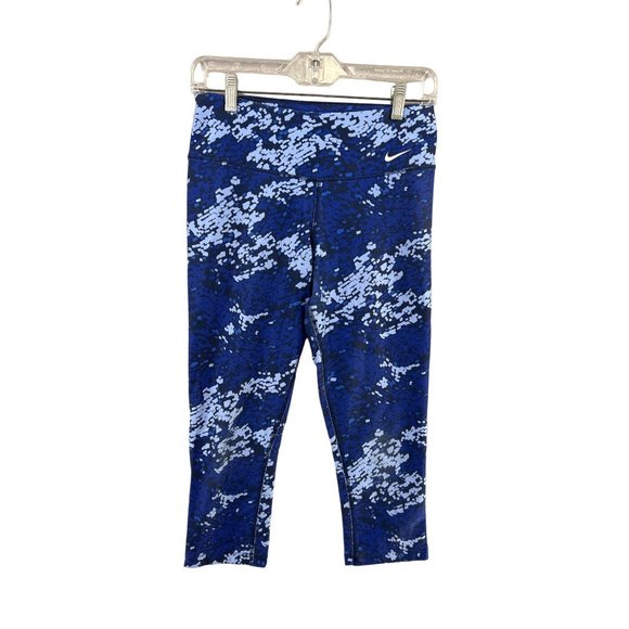 Nike Pants - Nike Dri Fit Cropped Leggings Blue Athletic Workout GUC Women's Size S
